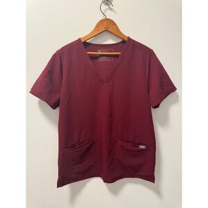 FIGS Casma Three-Pocket Scrub Top Burgundy V-Neck Women's Medium PO 1809